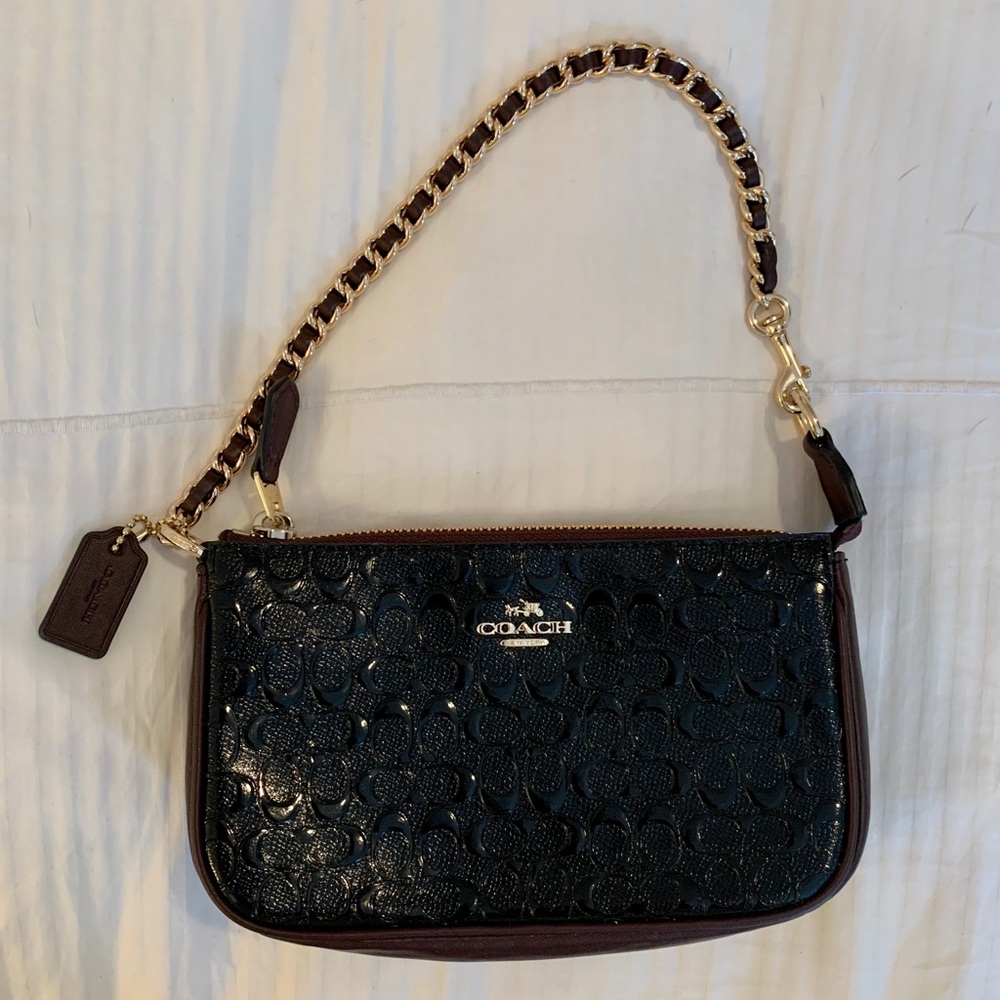 Coach Embossed Leather Wristlet